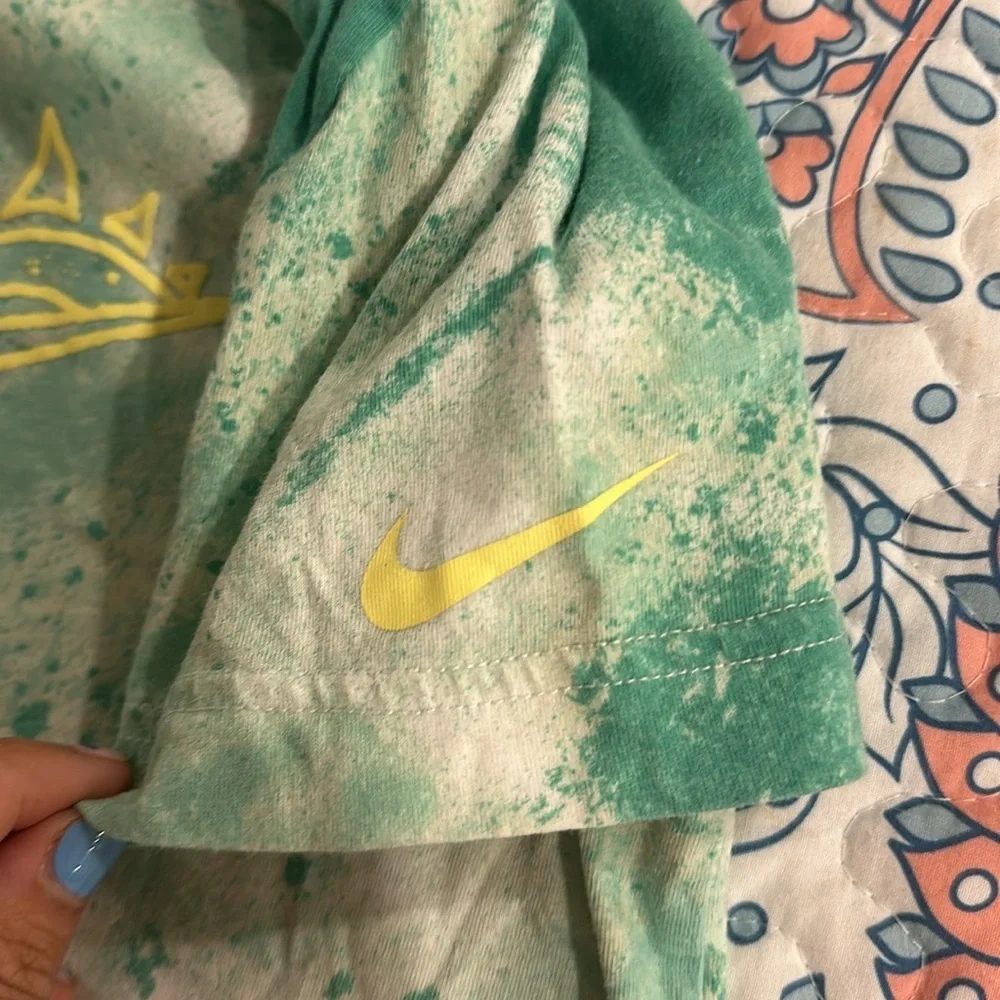 Nike “Have a Nike Day” Tie-Dye Tee | Girls Graphic Shirt | Tropical Neon Logo